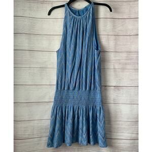 Ramy Brook Metallic Lurex Paris Sleeveless Mini Dress Drop-Waist Chevron Size XL